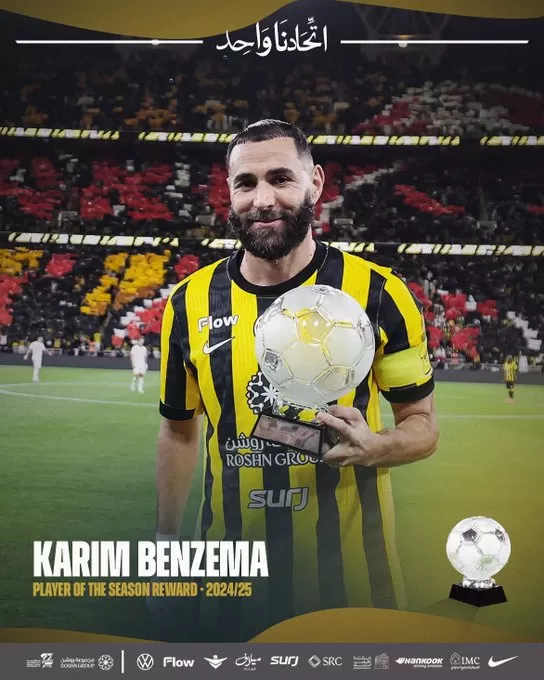 بنزيما يتسلّم جائزة أفضل لاعب في موسم 2024/25
